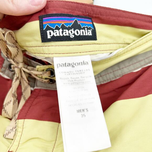 Patagonia Mens Beach Sea Wavefarer Striped Dive Swim Trunks Board Shorts Size 35 - Picture 5 of 8